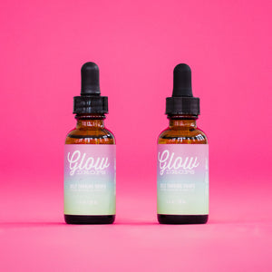 Shown is our Glow Drops, perfect for that facial glow. Click to learn more about our drops.